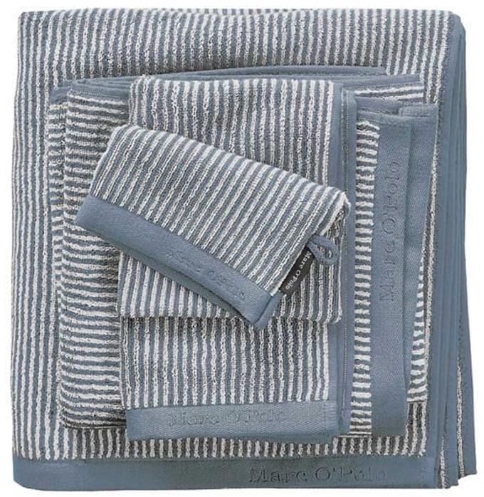 Marc O'Polo Timeless Tone Stripe  Washandje - 16x22 - Smoke blue/off white
