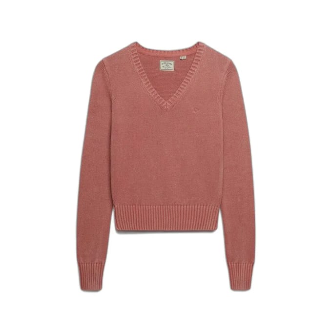 Dames V-hals T-shirt verwasht Superdry