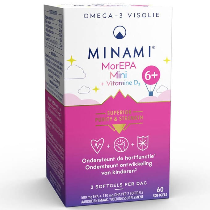 Minami® MorEPA Mini + Vitamine D3 6 Jaar+ 60 Capsules