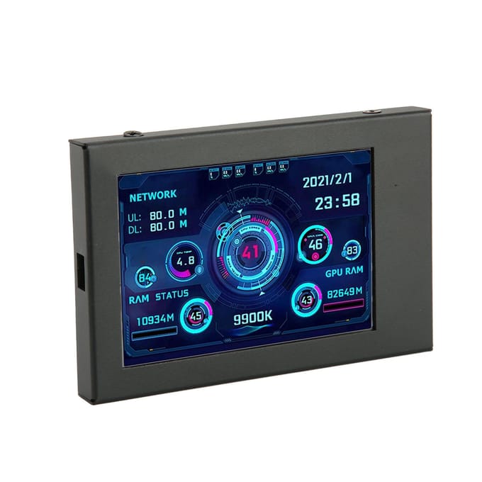 Moniteur de température d'ordinateur 3,5 pouces IPS, éditeur de thème, intensité variable, rotatif, moniteur de données CPU PC pour GPU RAM blue