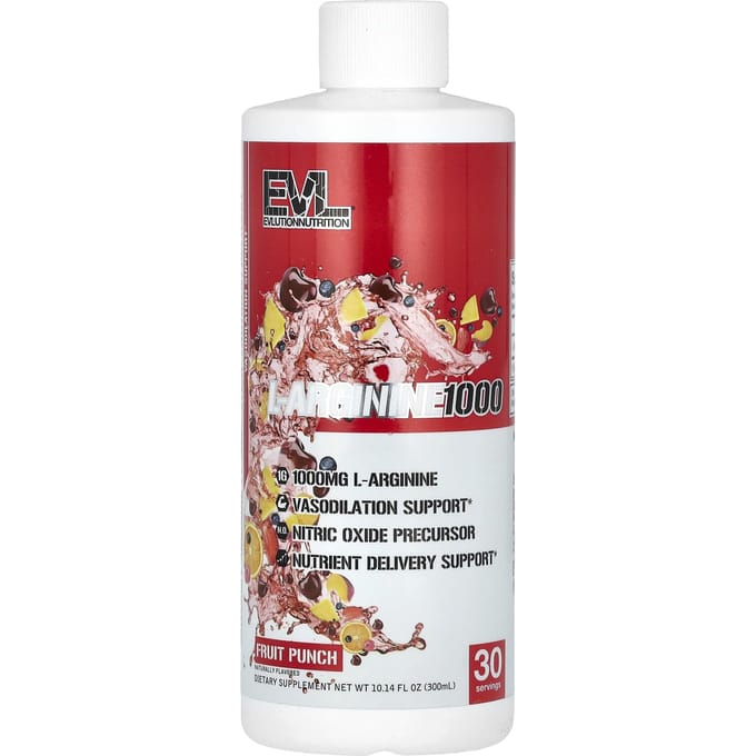 EVLution Nutrition, L-Arginine 1000, Fruit Punch, 10.14 fl oz (300 ml)