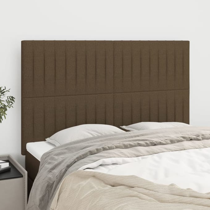 vidaXL - Hoofdbord - donkerbruin - 144x5x118/128 - cm - stof