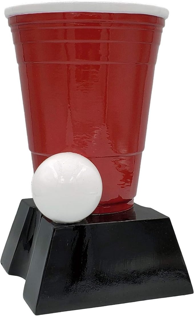 Bierpong Beker Hoog Met Graveerplaat - College Tailgate Toernooi Trofee