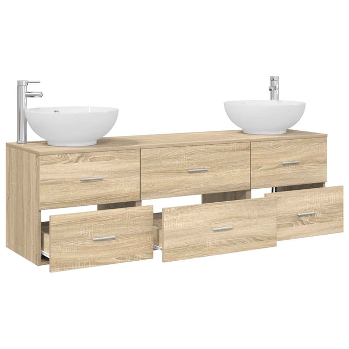 vidaXL - Badkamermeubel - Set - 3 - st - Sonoma - Eiken - 161 - x - 44.5 - x - 80 - cm