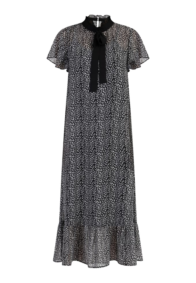 Faina Midi-jurk van chiffon Dames zwart wit