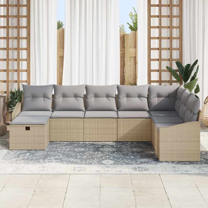 vidaXL - Bankstel - 9 - st - poly - rattan