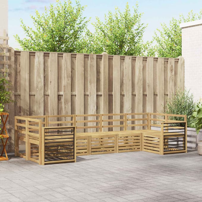 vidaXL - Buiten - bank - set - 7 - st - Wit - Massief - Acacia - Hout