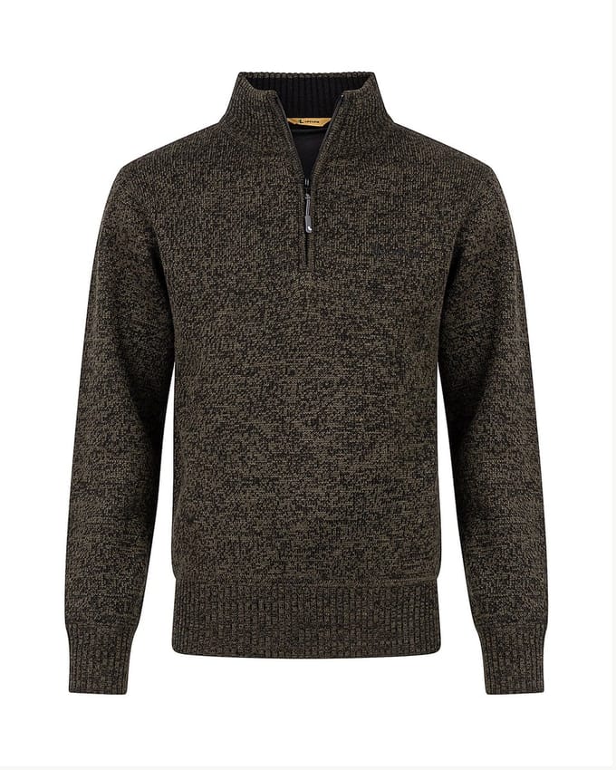 Life-Line Waterville Trui - Heren Korte rits fleece - Dark Green Melange
