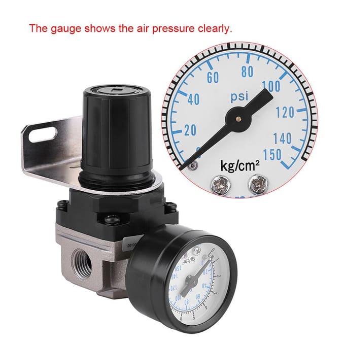 Pneumatische Regelaar Instelbare Luchtdruk Compressor Regelventiel Manometer G1/4 Aansluiting