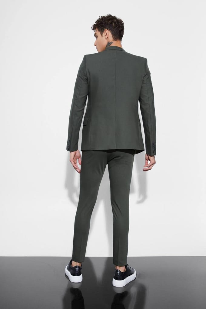 Super Skinny Double Breasted Blazer | Khaki | Size 48