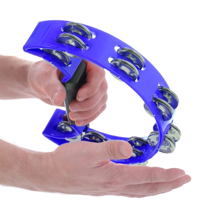 Double rangée de grelots Clochette Tambourin Percussion Instrument de musique(Bleu) yellow