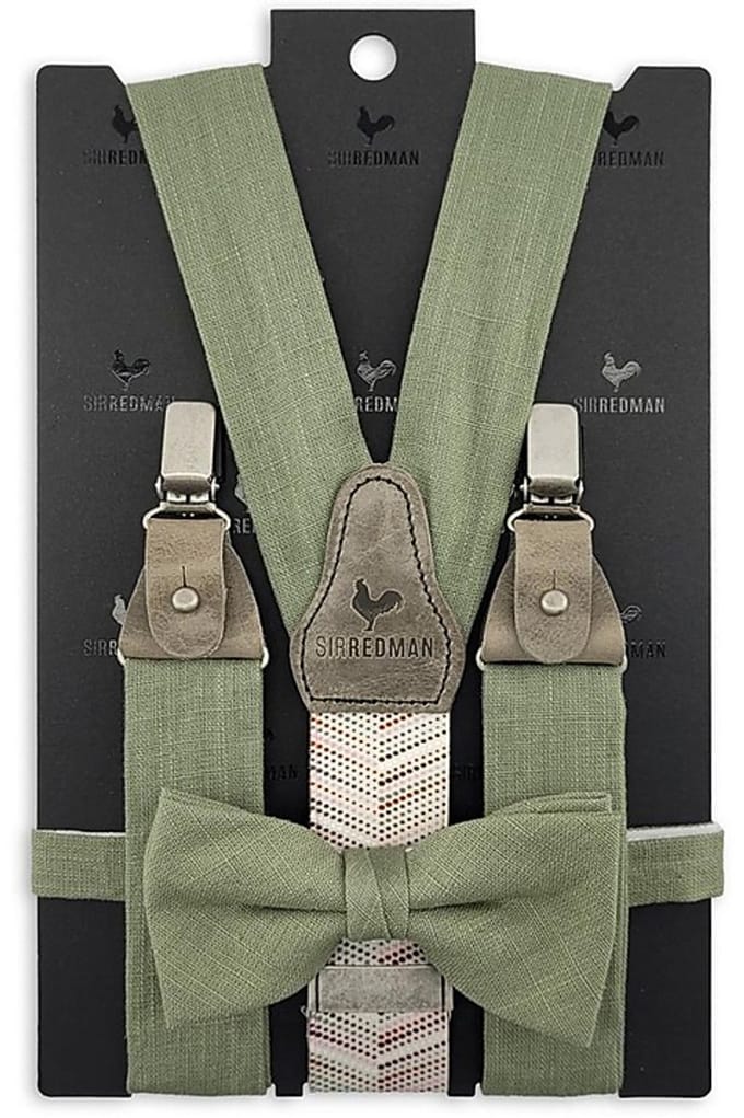 Sir Redman - Bretels met strik - bretels combi pack Pastel Promise Sage - saliegroen