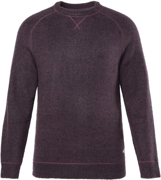 JP 1880 - Heren - Trui CashmereTouch breisel ronde hals - Donker violet - Maat XL
