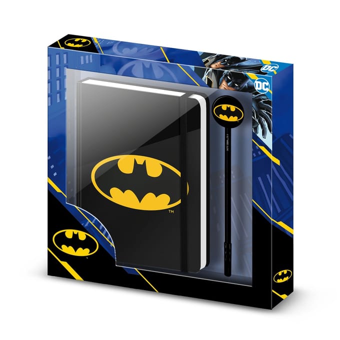 Karactermania - DC Comics - Batman - Batsignaal - Geschenkdoos met Dagboek - Notitieboek - Planner - Schetsboek + balpen - zwart