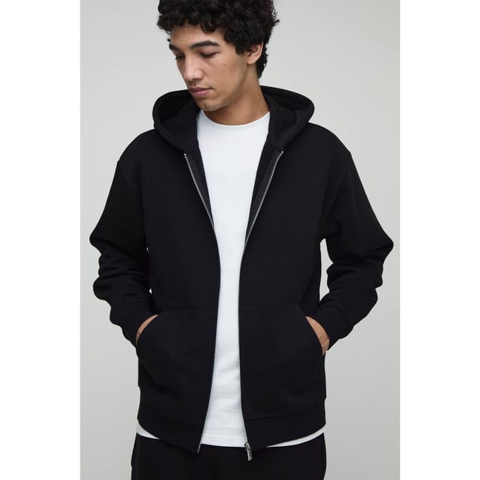 Basic oversized hoodie met ritssluiting | Black | Size Medium