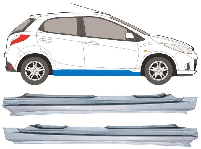 Volledige dorpel voor Mazda 2 2007-2014 / Links + Rechts / Set