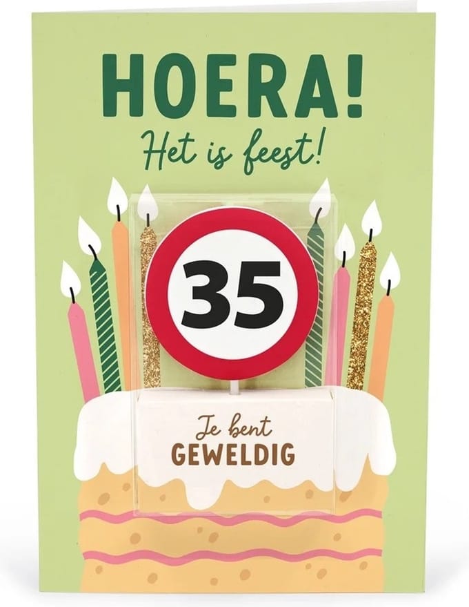 Verjaardagskaart met kaars | 35 jaar | Je bent geweldig