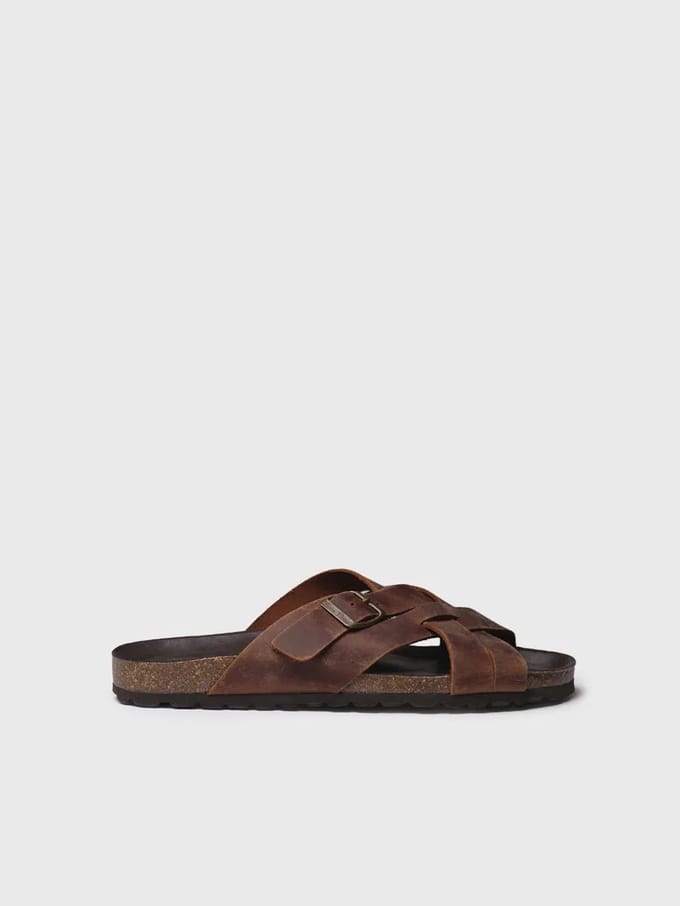 Leren herensandalen met gekruiste bandjes | GALATSI-PE