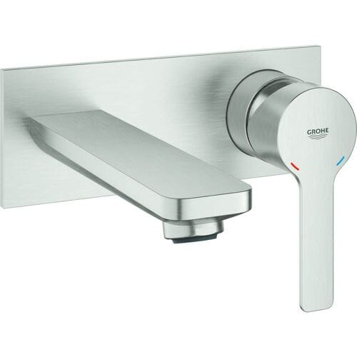 GROHE Lineare Tweegats Wastafelkraan M - Medium uitloop - Wandmontage - Supersteel