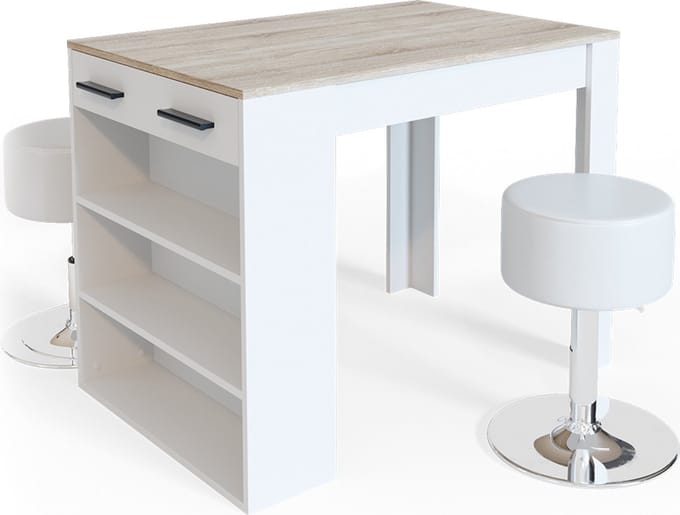 Vicco Repose Eettafel set – 67 x 100 cm met 2 krukken Sonoma/Wit