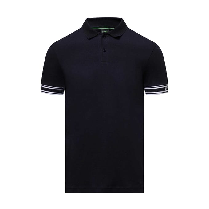 Boss Heren Polo Gestreept Slim met manchet (Donkerblauw)