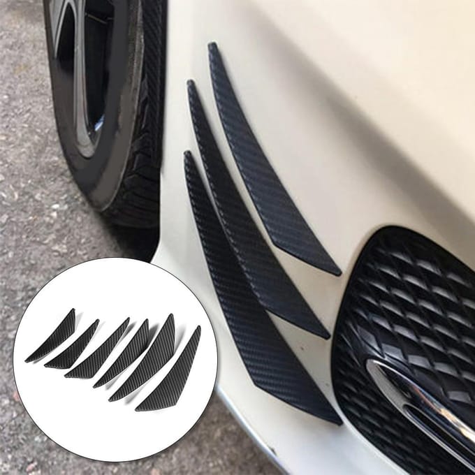 6 stks Koolstofvezel Textuur Auto Bumper Fin Canard Splitter Diffuser Valentie Spoiler Lip gray