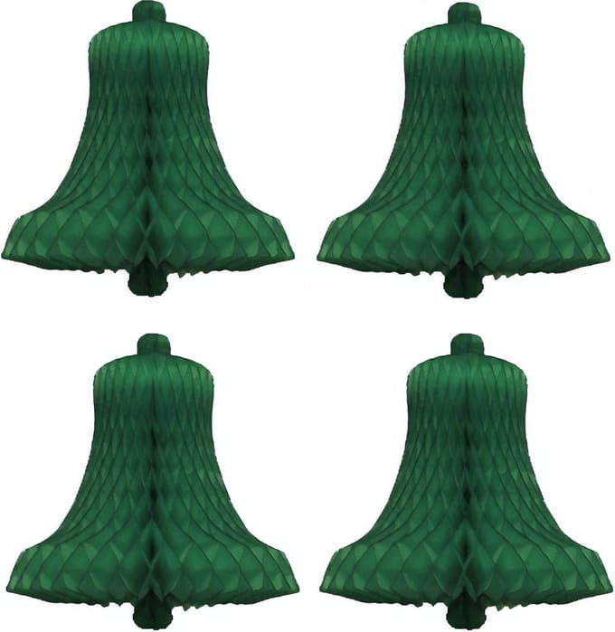 Haza Original Decoratieve Kerstklokken 16 Cm 4 Stuks Donkergroen