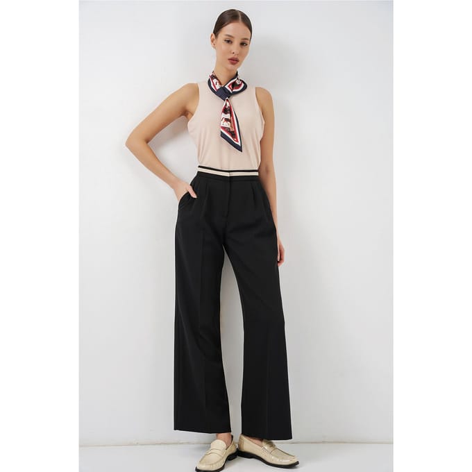 Hoge taille wijde broek met zakken
