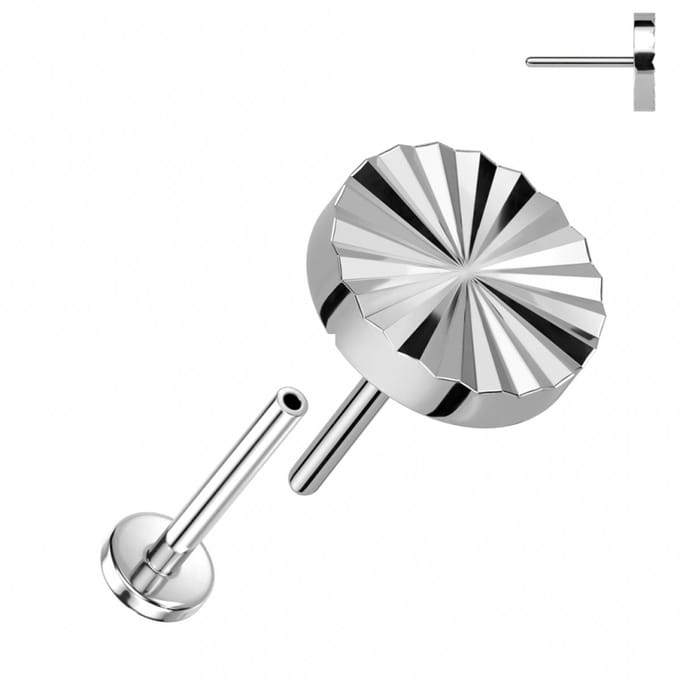 Piercing titanium gegraveerd rondje push in 1.2x6 - zilver - LMPiercings