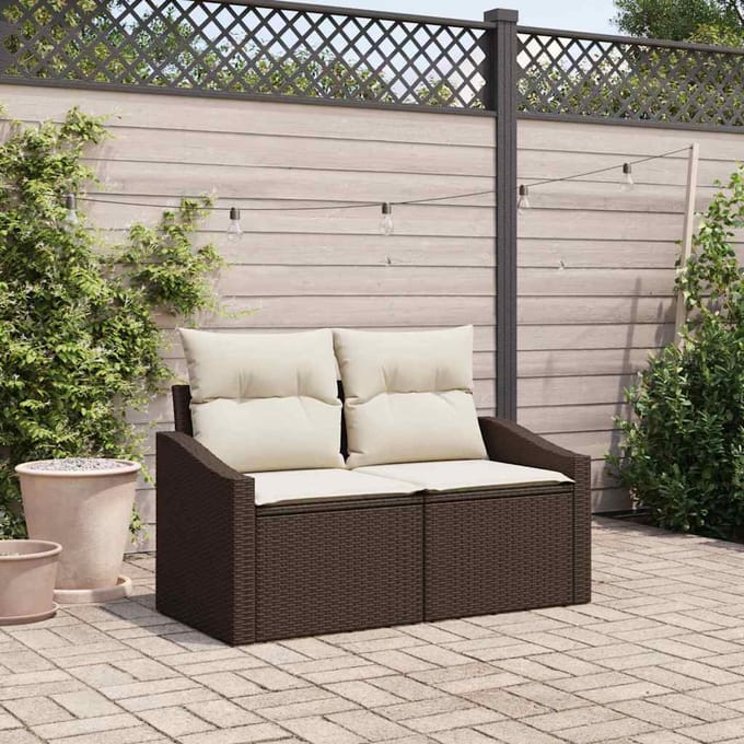 vidaXL - Tuin - Sofa - met - kussen - met - opslag - 123 - x - 62 - x - 69 - cm - poly - rattan