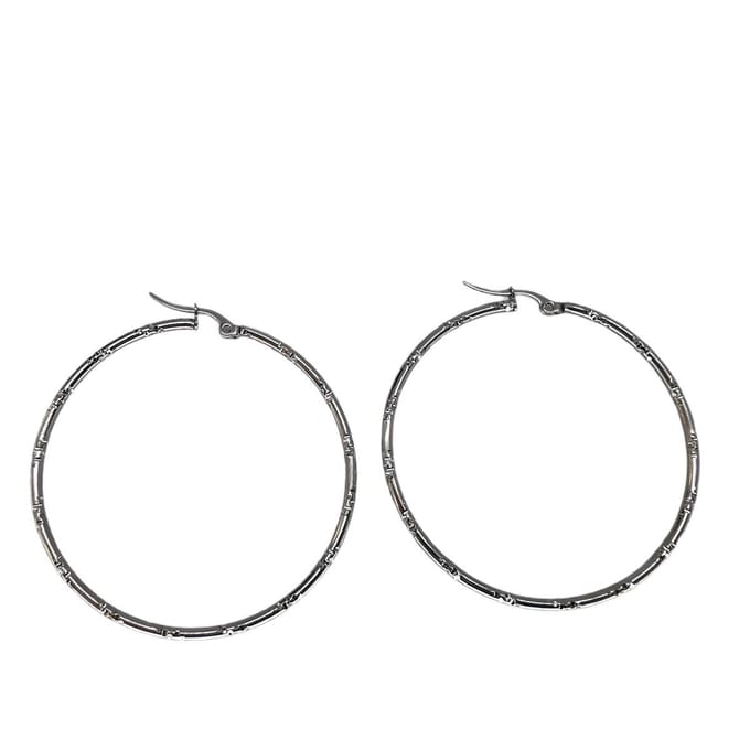 Oorringen bamboe motief 45mm Chirurgisch staal.