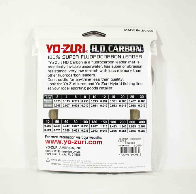 Yo Zuri Duel H.D Carbon Fluorocarbon 30 yds 12 lb R887-CL (0870) schoon