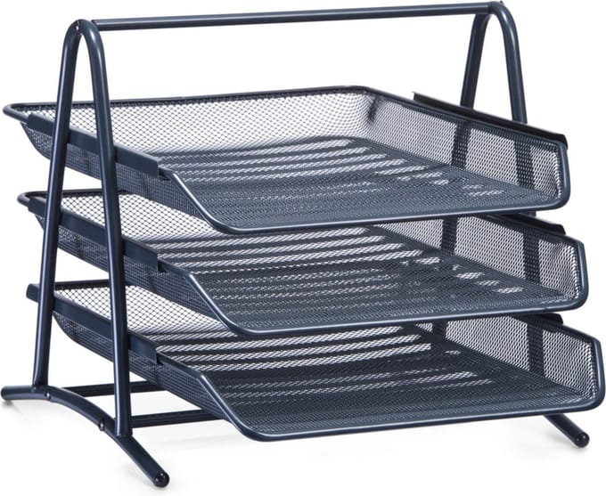 Zeller Brievenbak - draadmetaal - antraciet - bureau organizer - 35 x 27 cm - postbakjes