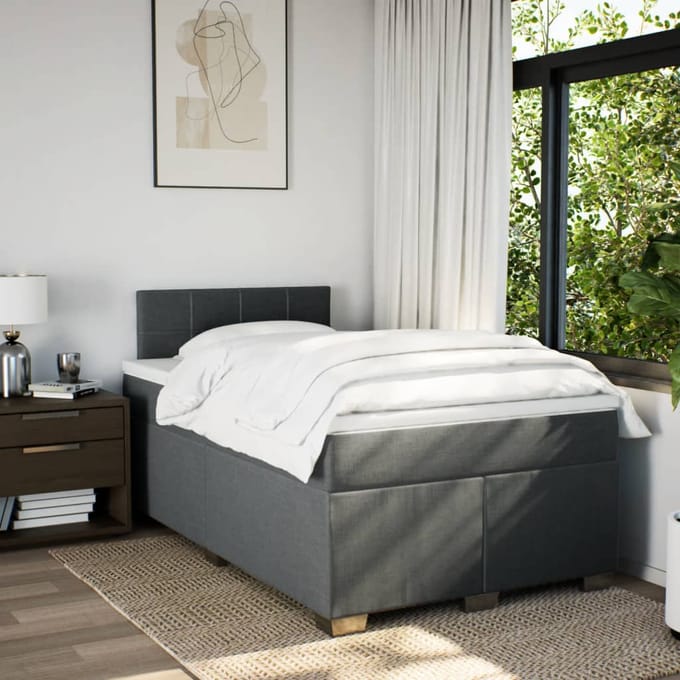 vidaXL - Boxspring - met - matras - stof - donkergrijs - 120x190 - cm