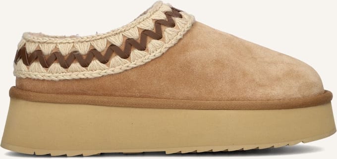 Mou Platform Clog Suede Leather St Pantoffels Dames - Sloffen - Beige - Maat 41