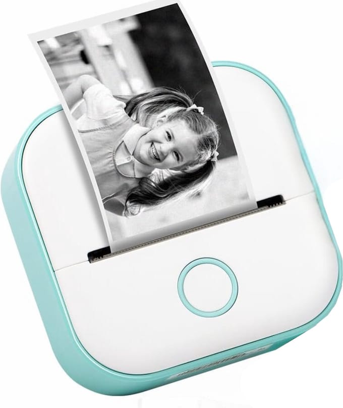 Mini printer voor mobiel - Pocket printer zonder inkt - Mobiele fotoprinter met stickers - Compact formaat