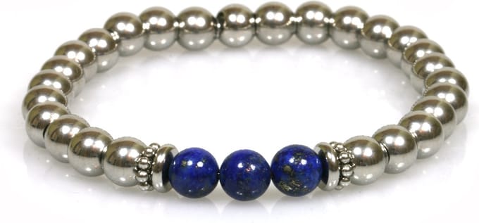 IbizaMen - Heren - armband - Lapis Lazuli - RVS - 20cm