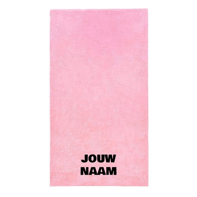 Strandlaken met naam licht roze 100x200cm