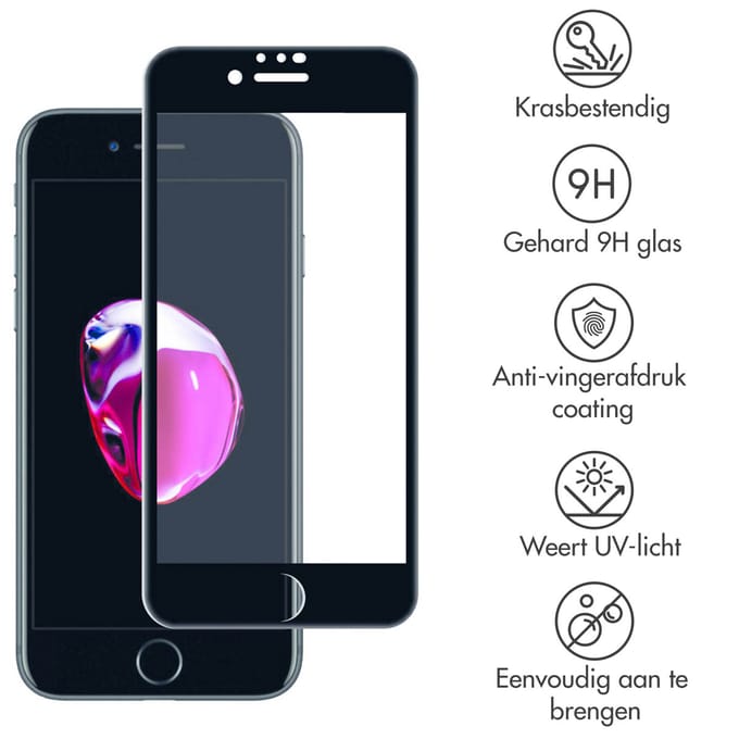 Accezz Screen Protector - Geschikt voor Apple iPhone SE (2022) / SE (2020) - Gehard Glass Full Cover