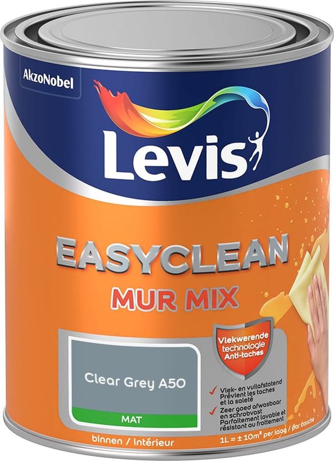 Levis - Easyclean Mur Mat Mix - Clear Grey A50 - Mengverf - 1 L