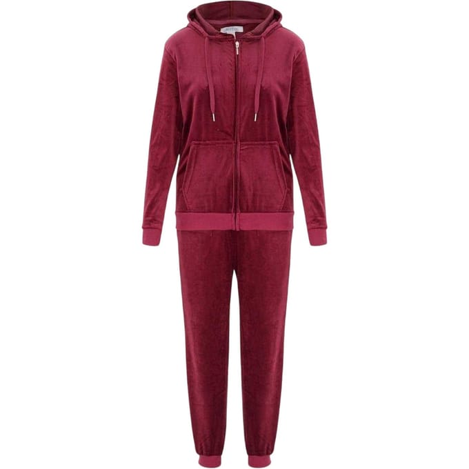 Miso Dames Velours Trainingspak Set (Fuchsia)