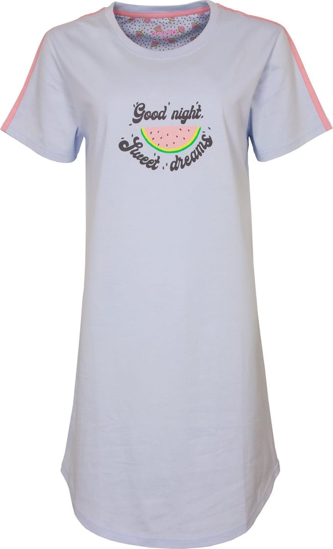 Irresistible Dames Nachthemd - 100% Katoen - Licht Blauw - Maat M