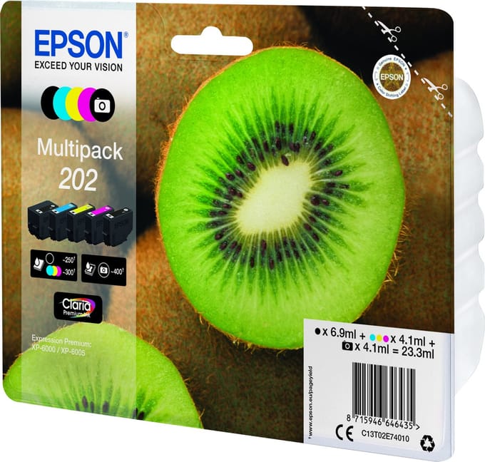 Epson 202 Multipack - 5 pakker - sort gul Cyaan Magenta foto-sort - Original - blækpatron