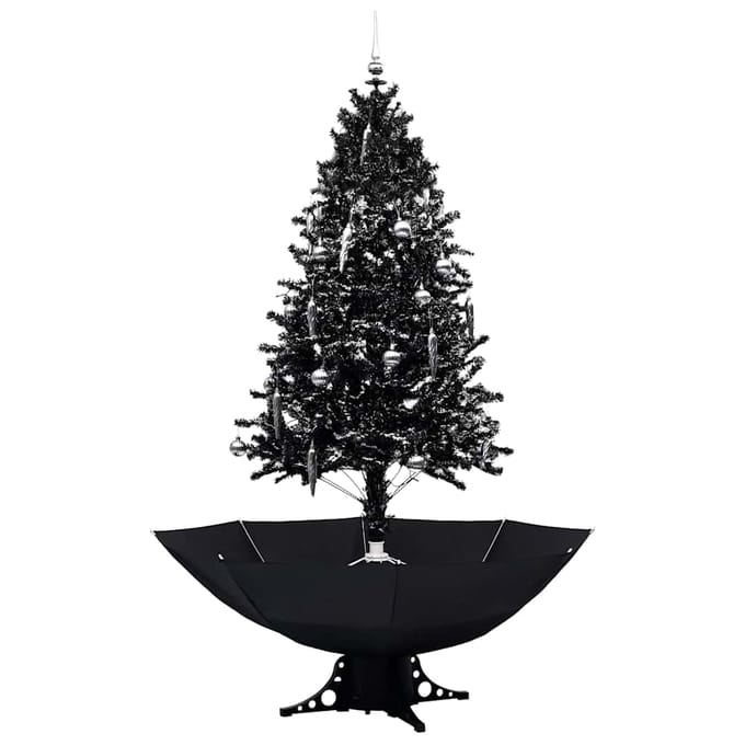 vidaXL - Kerstboom - sneeuwend - met - paraplubasis - 190 - cm - PVC - zwart