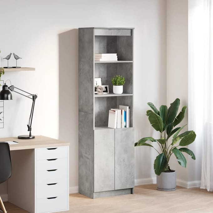 vidaXL - Highboard - 50x35x180 - cm - spaanplaat - betongrijs