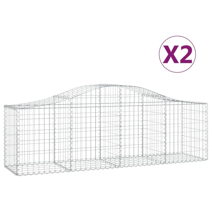vidaXL - Schanskorven - 2 - st - gewelfd - 200x50x60/80 - cm - gegalvaniseerd - ijzer