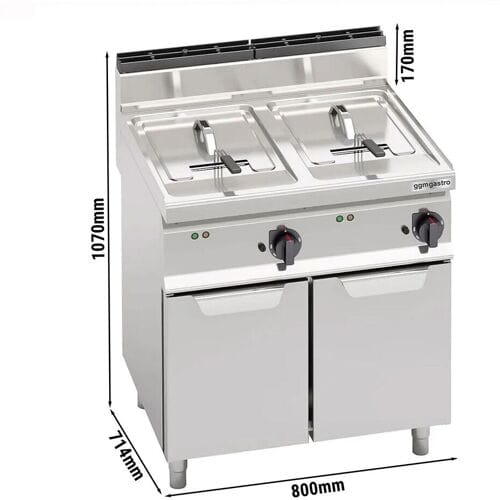 GGM Gastro Elektro Doppelfritteuse - 18+18 Liter - 27 kW Zilver