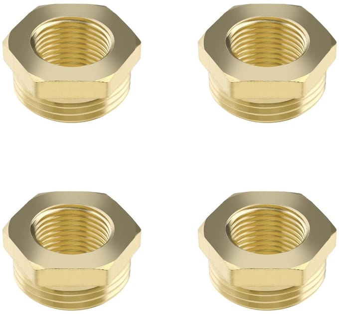 Dailygoods - Set van 4 Messing Draadverloopstukken 1/2 Inch naar 1/4 Inch