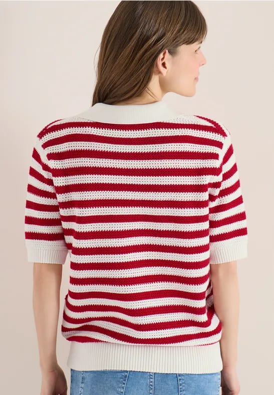 Poloshirt met korte mouwen in gehaakte kwaliteit
