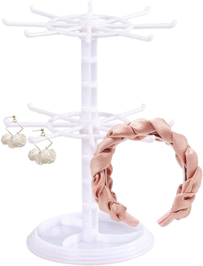 Sieraden Organizer - Draaiplateau Display - Sieraden Presenteren - Draaibare Basis - Ruimtebesparend Ontwerp - Wit